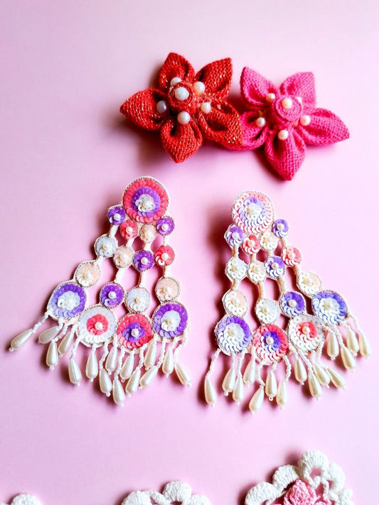 Sequina Earrings (Purple and Orange)