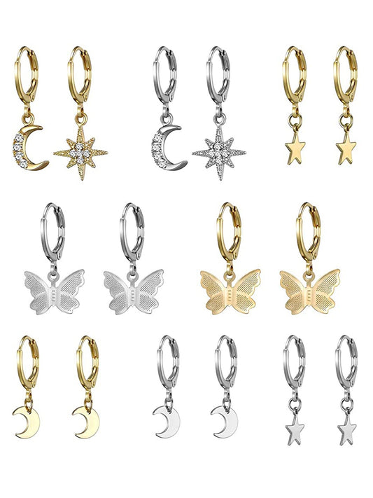 Celestial Combo of 8 Earrings (Gold and Silver)