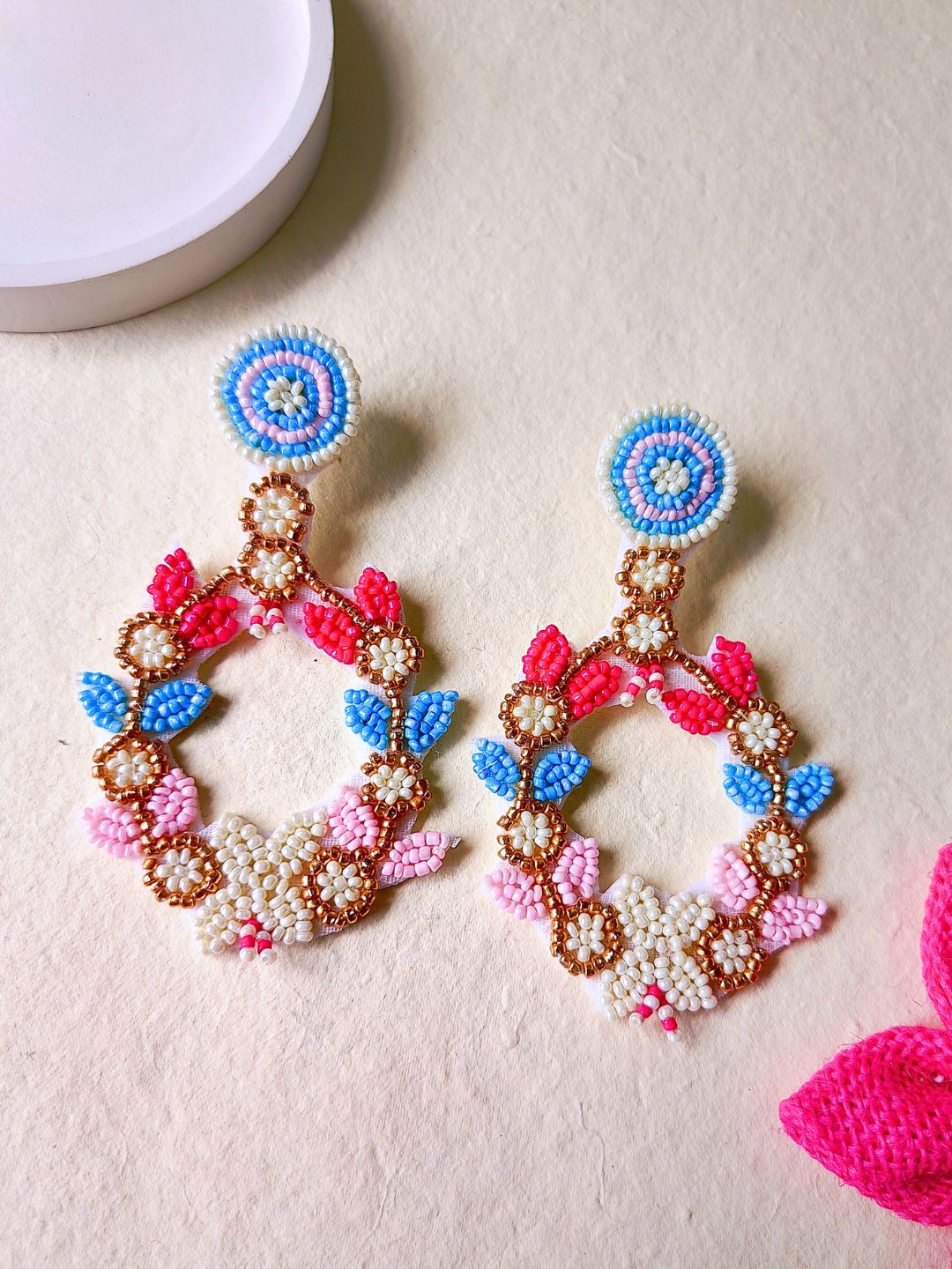 Zia Floral Bridal Choker Maangtika Set (Blue and Red)