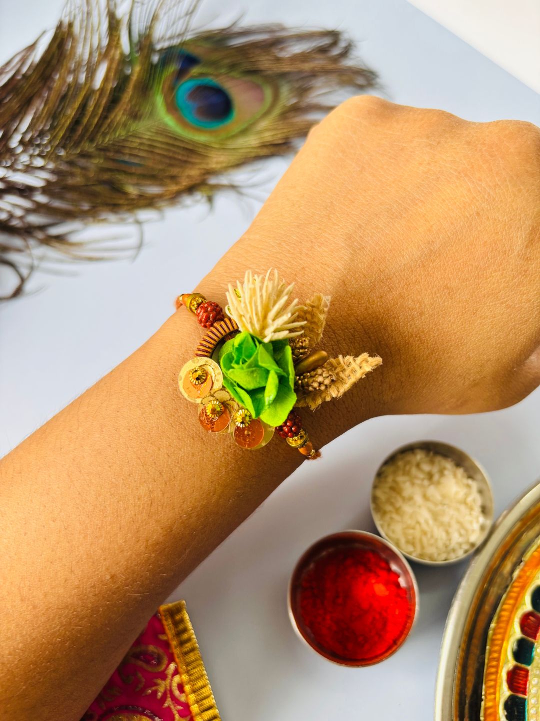 Crochet Rakhi with Roli Chawal for Brother (Pack of 2)