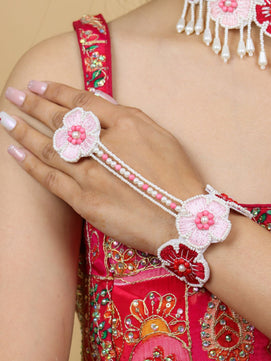 Flower Blossom Bridal Jewellery Set (Red and Pink)