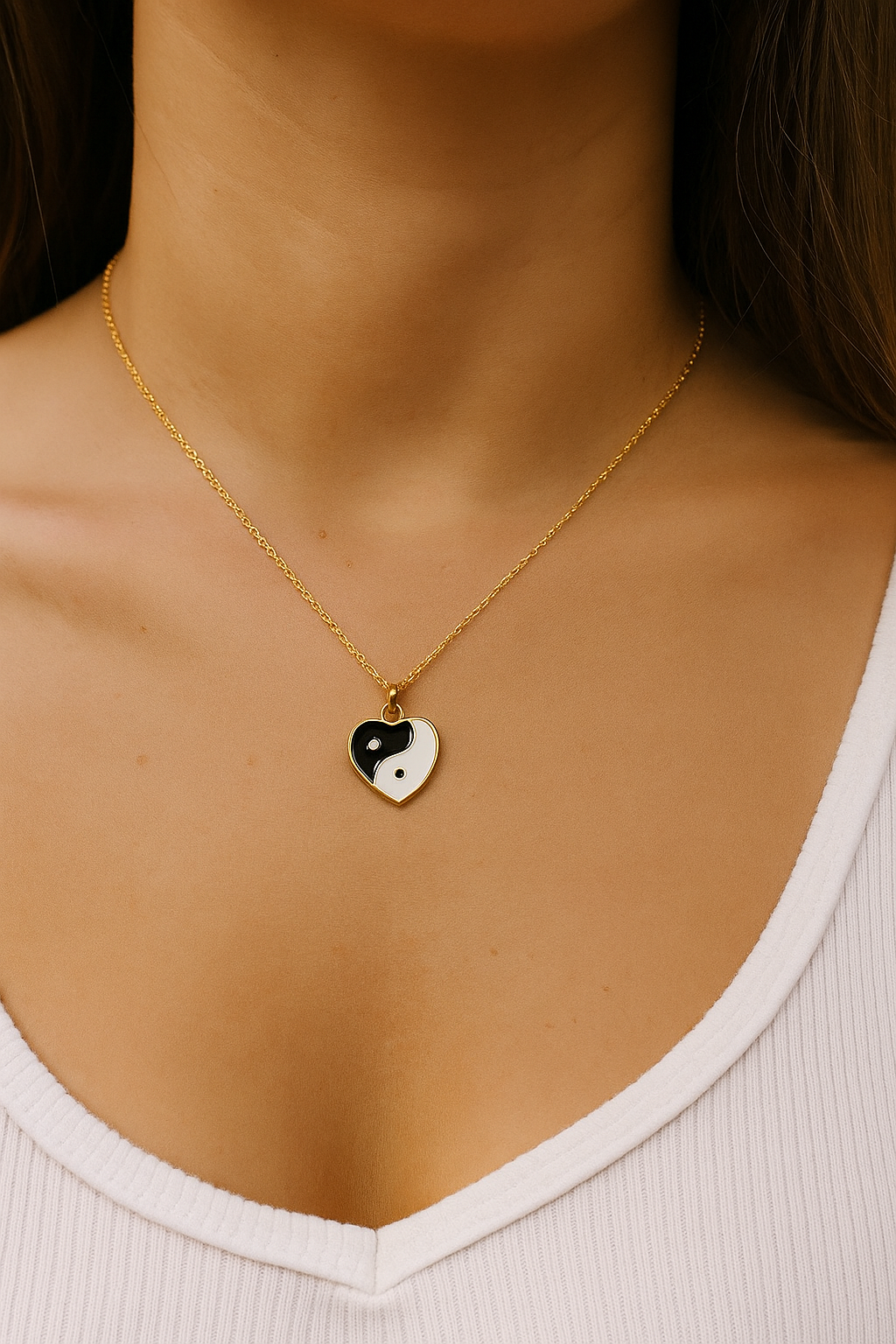 Yin Yang Heart Necklace Chain