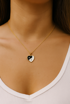 Yin Yang Heart Necklace Chain