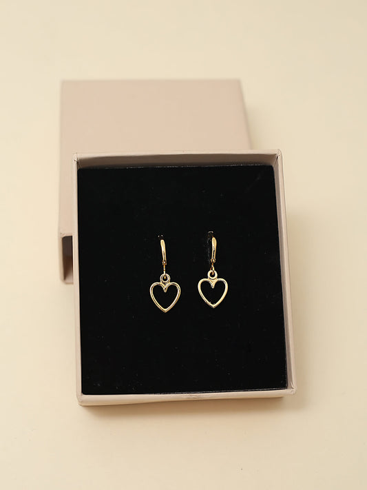 Heart-shaped Drop Earrings (Gold)