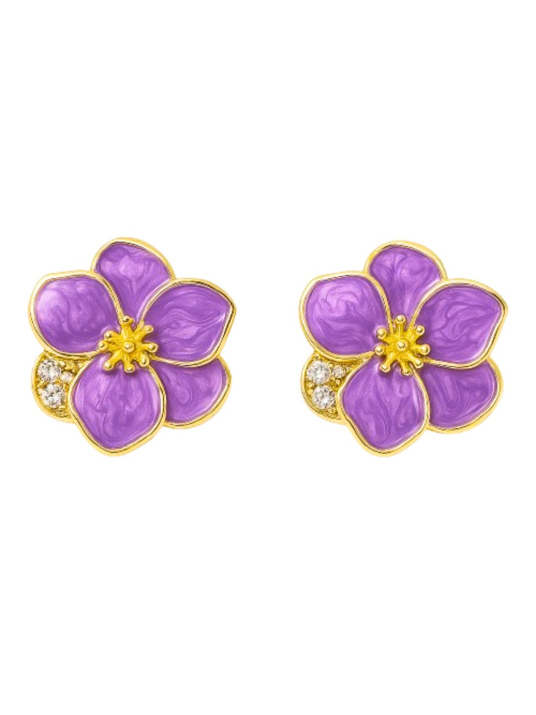 Floral Stud Earrings (Purple)