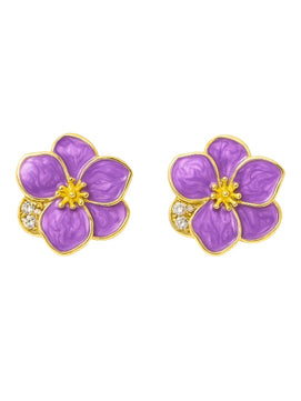 Floral Stud Earrings (Purple)