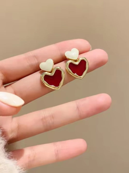 Red Heart Stud Earrings
