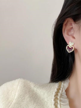 Red Heart Stud Earrings
