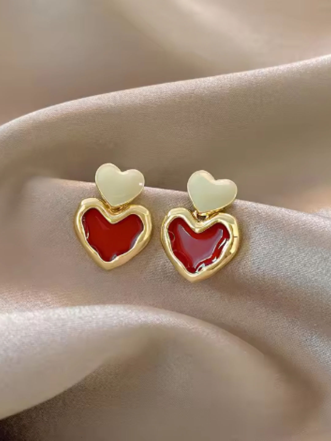 Red Heart Stud Earrings