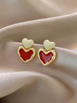 Red Heart Stud Earrings