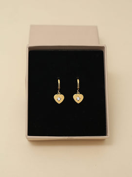 Heart-shaped AD Drop Earrings (Gold)