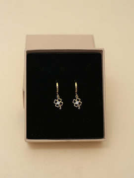 Floral AD Drop Earrings (Gold)