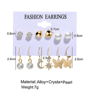 Pack of 6 Earrings (Gold)