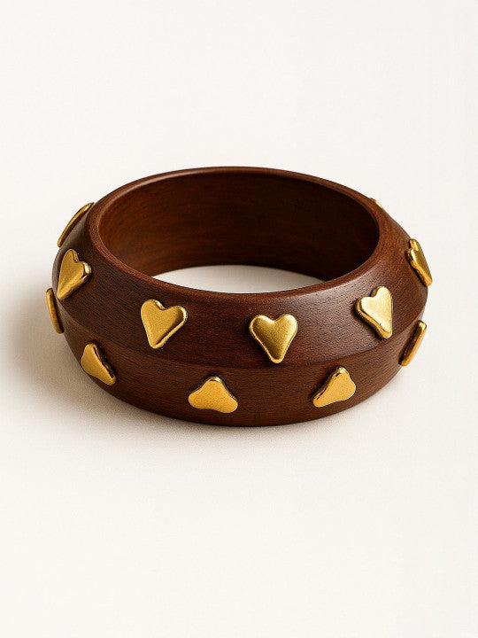 Viral Heart Wooden Stackable Bangle Bracelet (Set of 2)