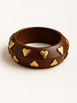 Viral Heart Wooden Stackable Bangle Bracelet (Set of 2)