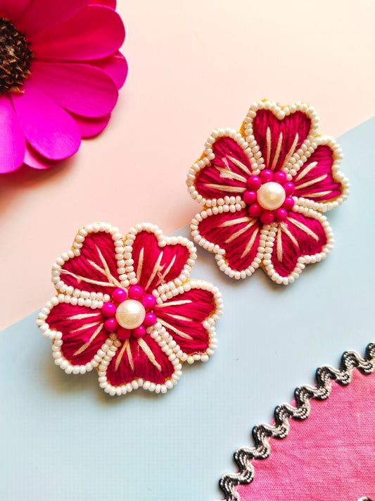 Red Floral Earrings