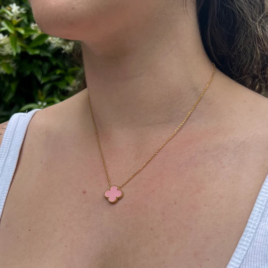 Viral Clover Necklace Pendant (Pink)