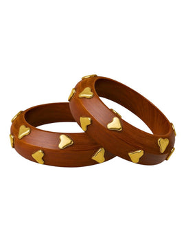 Viral Heart Wooden Stackable Bangle Bracelet (Set of 2)