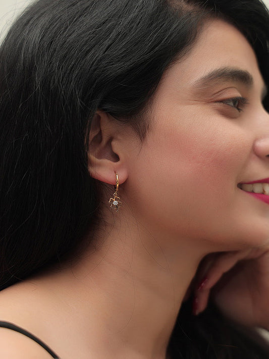 Floral AD Drop Earrings (Gold)