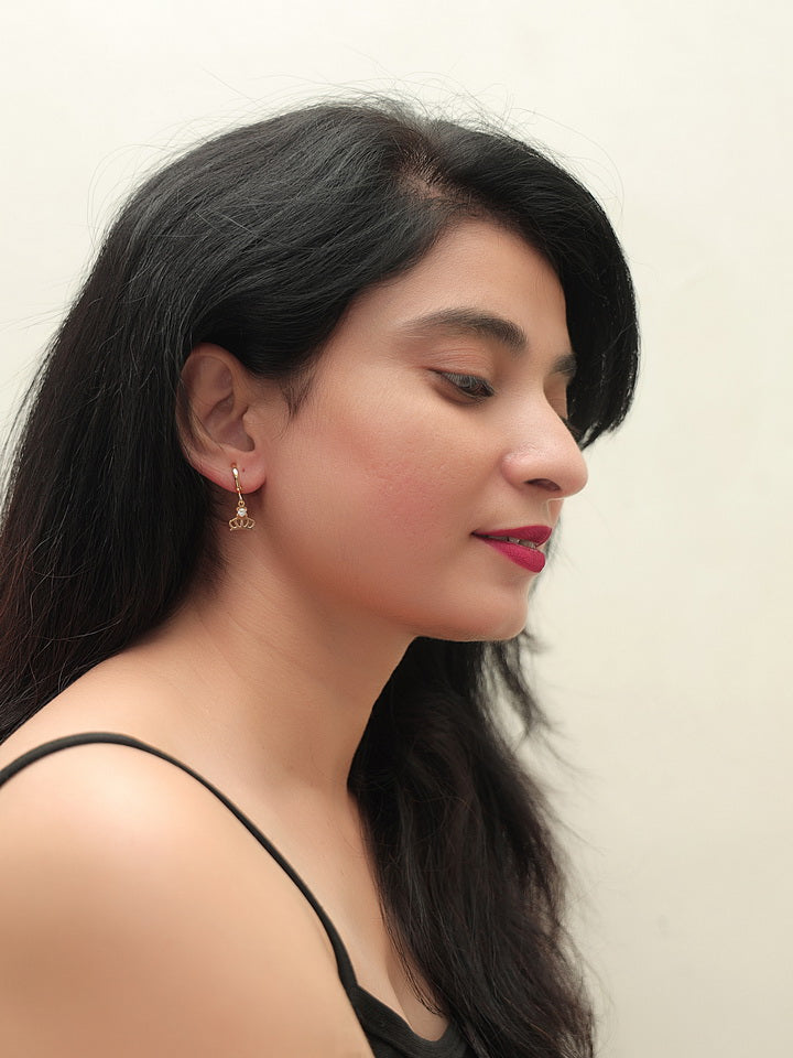 Princess Crown AD Drop Earrings (Gold)