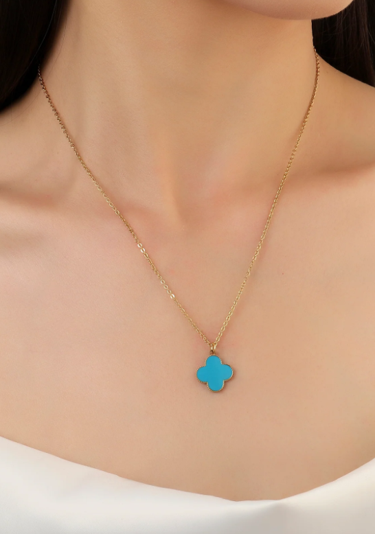 Viral Clover Necklace Pendant (Blue)