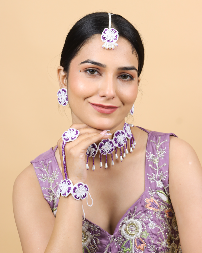 Floral Bridal Jewellery Set (Lilac)