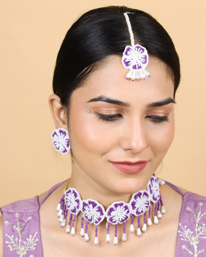 Floral Bridal Jewellery Set (Lilac)