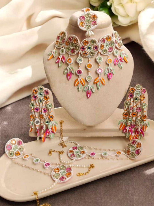 Sunehri Mirror Bridal Jewellery Set (White)