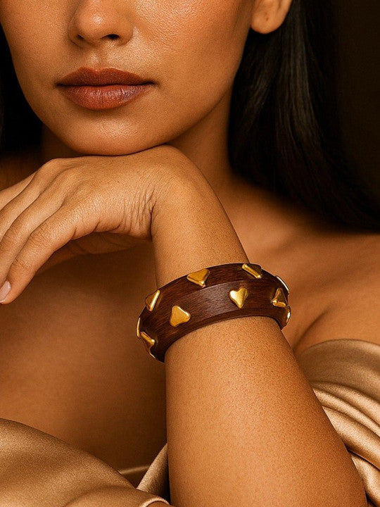 Viral Heart Wooden Stackable Bangle Bracelet (Set of 2)