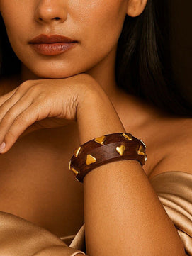 Viral Heart Wooden Stackable Bangle Bracelet (Set of 2)