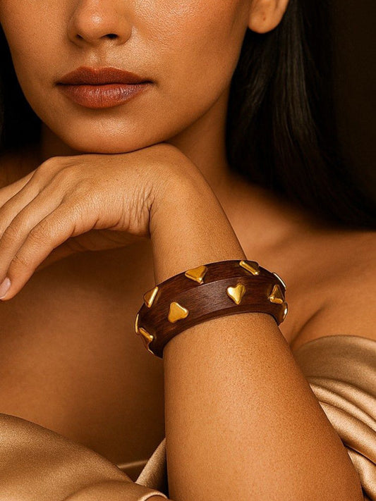 Viral Heart Wooden Stackable Bangle Bracelet (Set of 2)