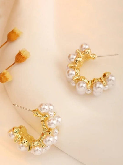 Designer Pearl Hoops (Gold)