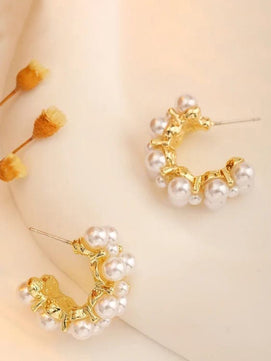 Designer Pearl Hoops (Gold)