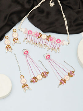 Sunaina Bridal Jewellery Set (Pink and Golden)