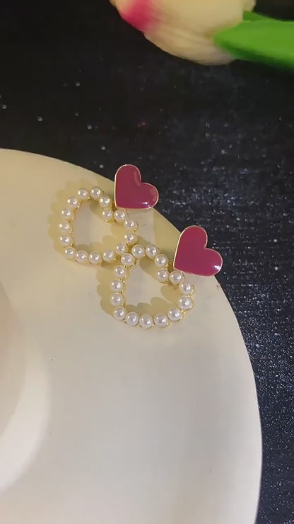 Heart Pearl Earrings