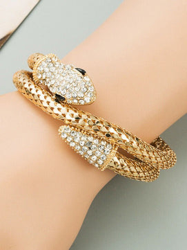 Viral Spiral Coil Chunky Snake Bracelet | Stretchable Serpent Gold Bracelet